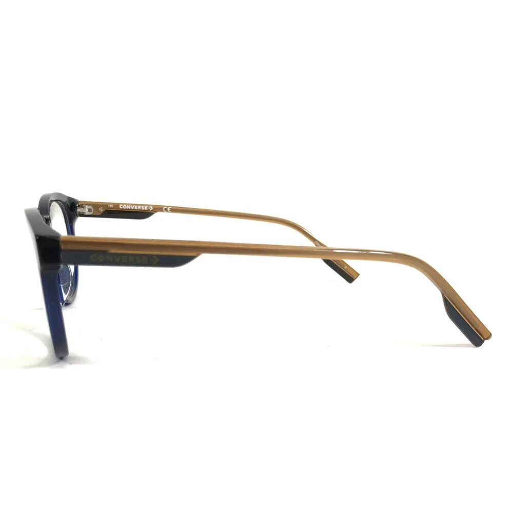 Converse Eyeglasses Frames CV5007 411 Shiny Blue Brown Round Full Rim 51-20-145
